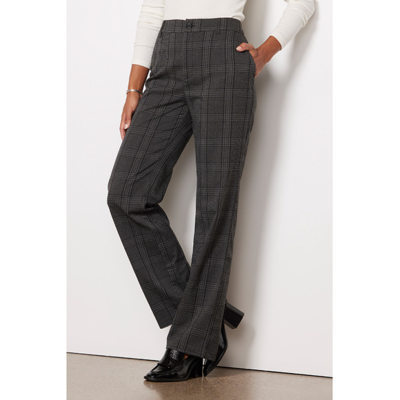 SANCTUARY NWT Evereve Chcarcoal Plaid Soho Trouser Pant // 25 - Picture 1 of 11